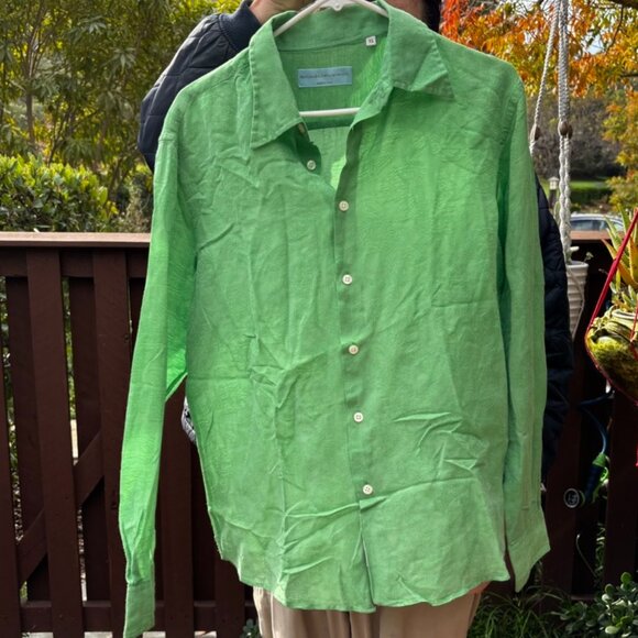 ALESSANDRO GHERARDESCHI Dress Shirt XL Green woven in paisley design long sleeve - Picture 1 of 10